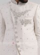 Embroidered Silk White Indo-Western